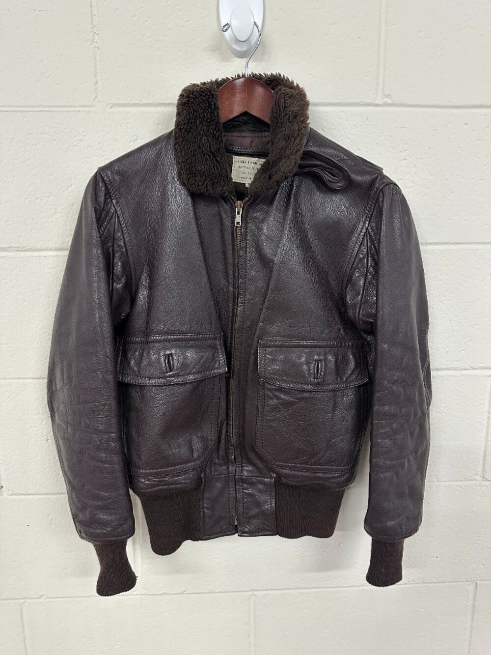 Retro US Naval G1 Pilot-Inspired Vintage Leather Flying Jacket Size 38